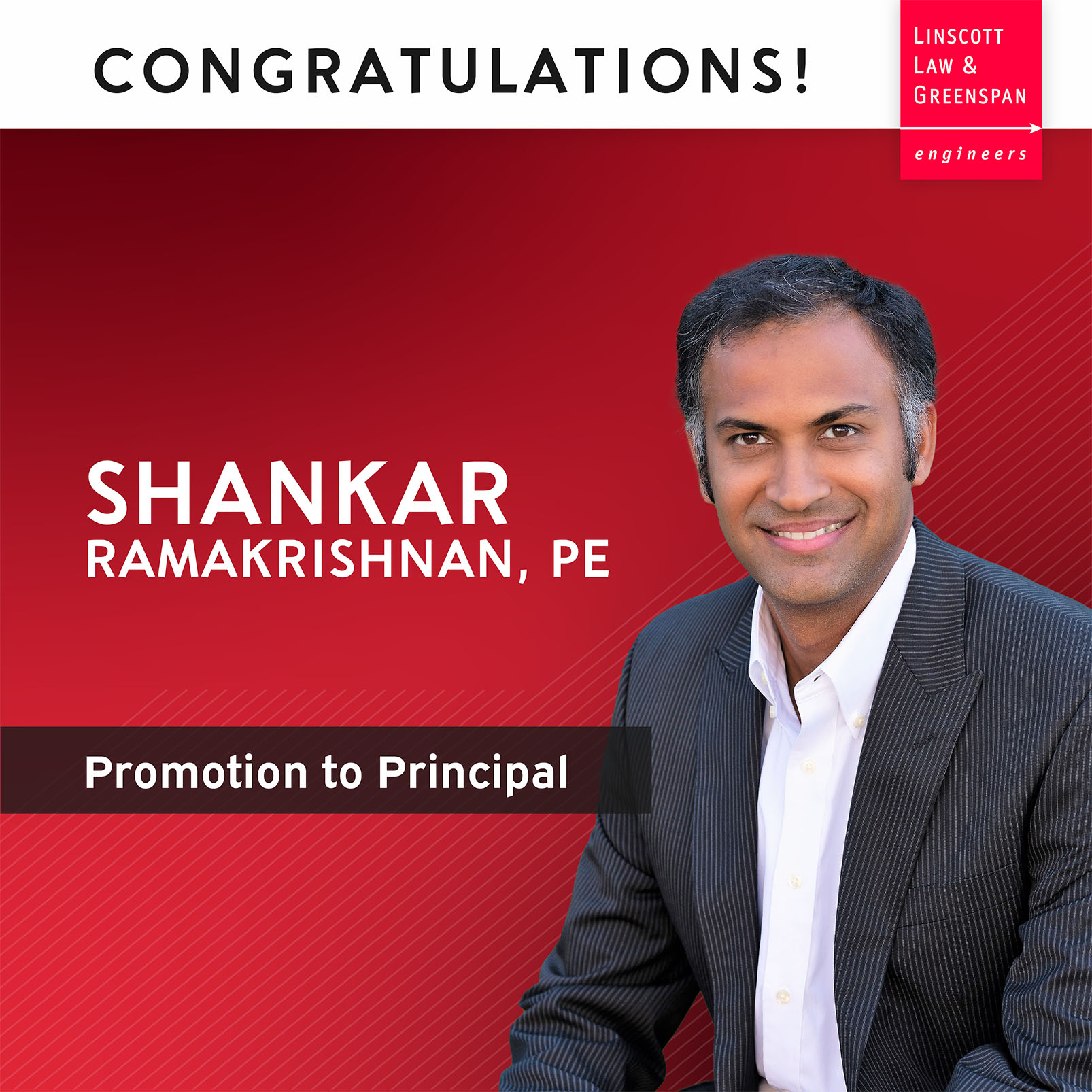 Shankar Ramakrishnan, PE - Promotion to Principal